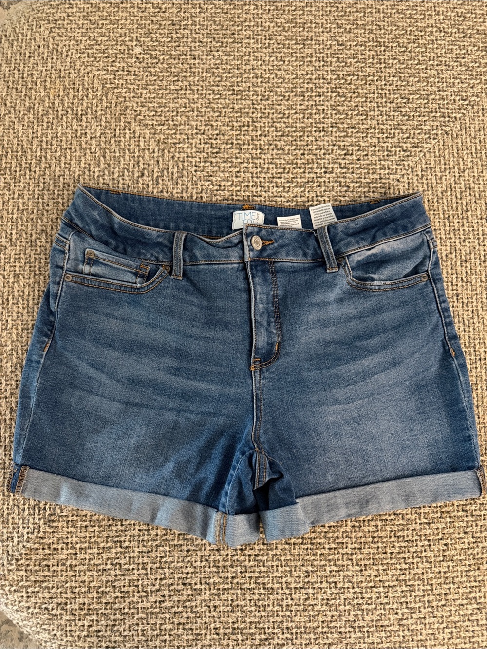 Time and Tru Women's Dark Blue Rolled Hem Denim Shorts